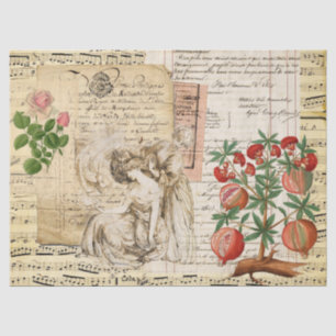 Vintage Lady French Handwriting with Sheet Music