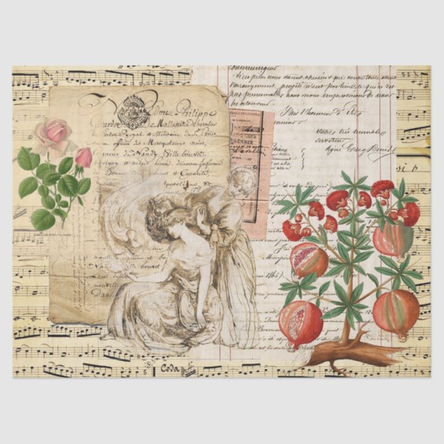 Vintage Lady French Handwriting with Sheet Music (Front)