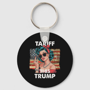 Vintage Lady Giving The Middle Finger Tariff This  Keychain