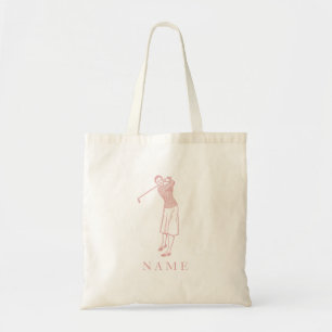 Vintage Lady Golfer in Pink Tote Bag