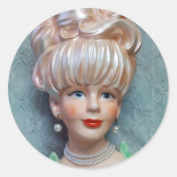 Vintage Lady Head Vase Big Bouffant Hair Pearls