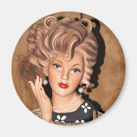 Vintage Lady Head Vase Big Corkscrew Hair 1960s