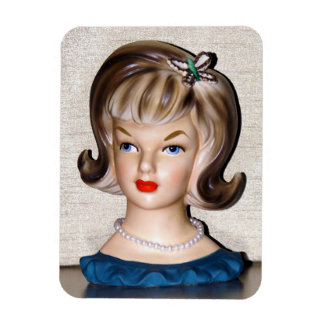 Vintage Lady Head Vase Butterfly Hair Ornament Magnet
