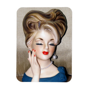 Vintage Lady Head Vase Model Glamorous 1960s Magnet