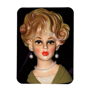Vintage Lady Head Vase Sultry Eyes Big Hair 1960s Magnet