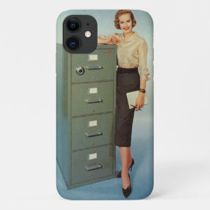 Vintage "Lady & Her Filing Cabinet” iPhone 11 Case