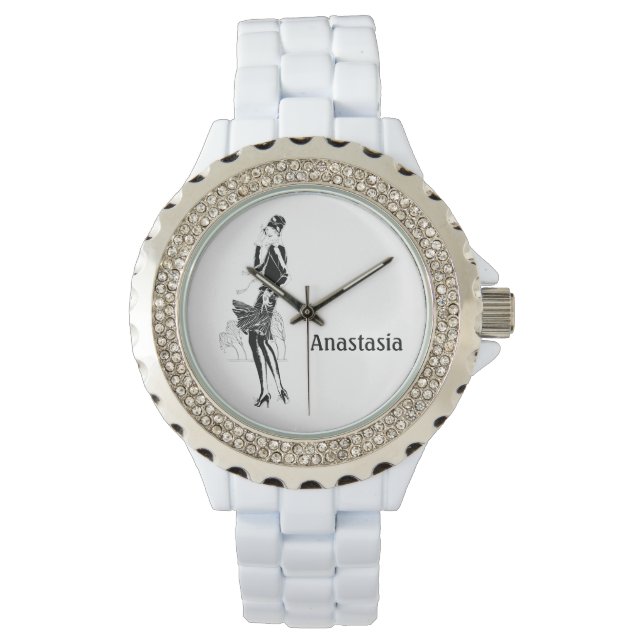 Vintage Lady in Black and White Watch (Front)