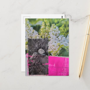Vintage Lady in Flowers Collage Postcard