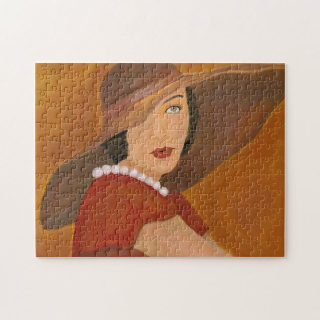 Vintage Lady in Hat Jigsaw Puzzle (Horizontal)