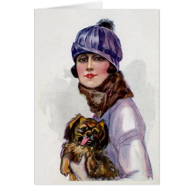 Vintage Lady in Purple with Her Dog, (Front)
