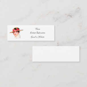 Vintage Lady in Straw Hat  Mini Business Card