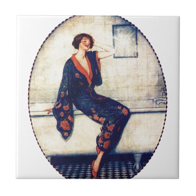 Vintage lady in the bathroom tile (Front)