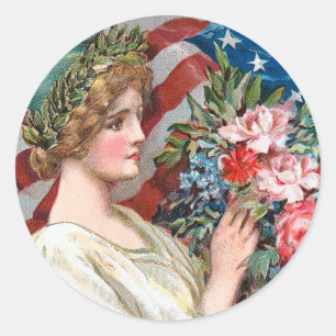 Vintage Lady Liberty_Sticker Classic Round Sticker