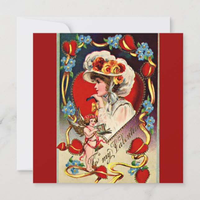 Vintage Lady My Valentine Invitation (Front)