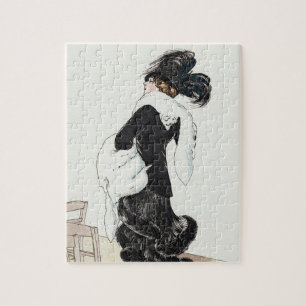Vintage Lady of Fashion, Haute Couture Fur Coat Jigsaw Puzzle