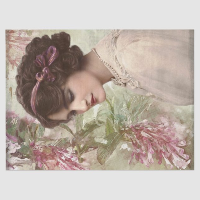 Vintage Lady Portrait Decoupage Tissue Paper (Front)