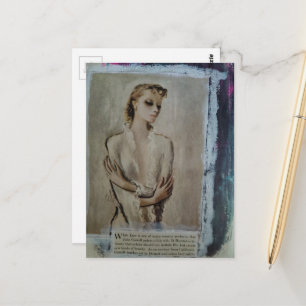 Vintage Lady Portrait Mixed Media Collage Postcard