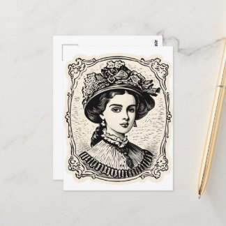 Vintage Lady Portrait Stamp 2 Postcard