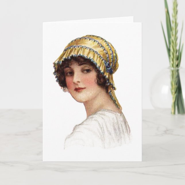 Vintage Lady wearing Bonnet Card (Front)