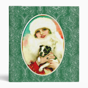 Vintage Lady with Boston Terrier Binder