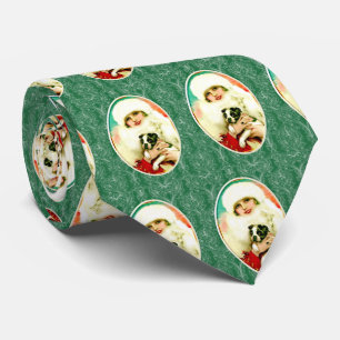 Vintage Lady with Boston Terrier Tie