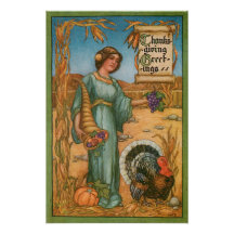 Vintage Lady With Cornucopia