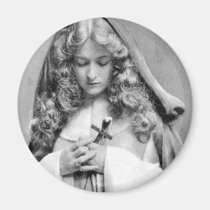 Vintage Lady With Cross Magnet