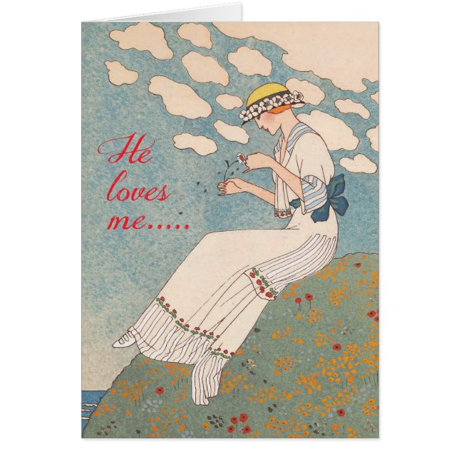 Vintage Lady with Flower by George Barbier (Front)