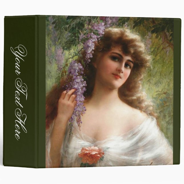 Vintage Lady With Purple Flowers & Peach Rose Binder (Front/Spine)