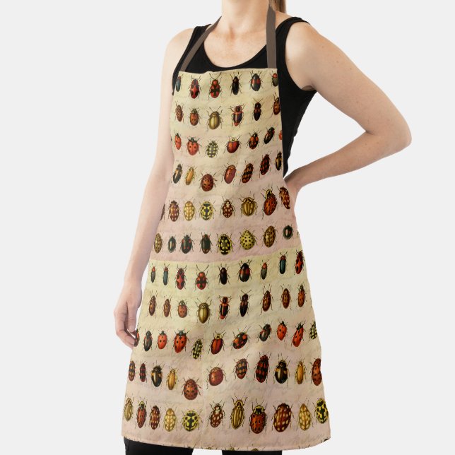 Vintage Ladybug Specimen Pattern Antique Insect Apron (Insitu)