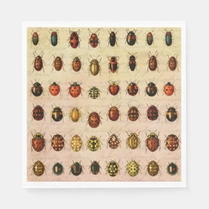 Vintage Ladybug Specimen Pattern Antique Insect Napkin