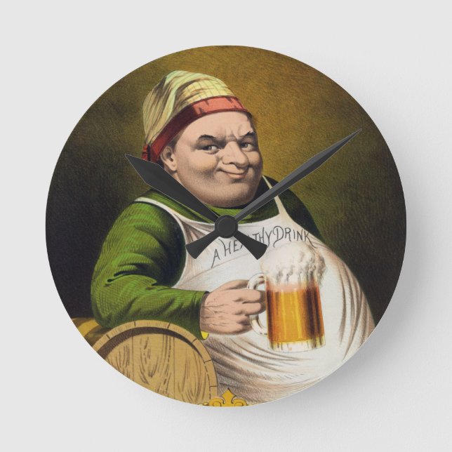 Vintage Lager Beer Advertisement Round Clock (Front)