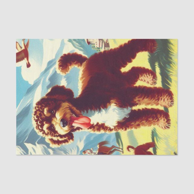 Vintage Lagotto Romagnolo Dog Painting Tissue Paper (Front)