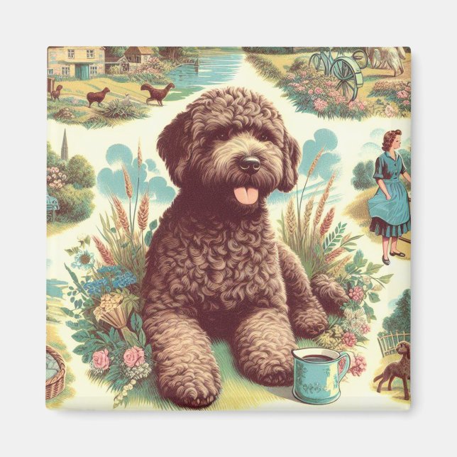 Vintage Lagotto Romagnolo Illustration Magnet (Front)