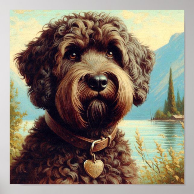 Vintage Lagotto Romagnolo Painting Poster (Front)