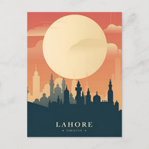 Vintage Lahore Pakistan Badshahi Travel watercolor Postcard
