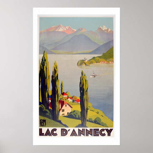 Vintage Lake Annecy France Travel Poster (Front)