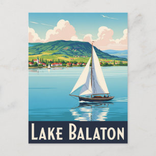 Vintage Lake Balaton Hungary Travel Postcard