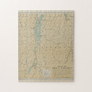 Vintage Lake Champlain Lighthouse Map (1896) Jigsaw Puzzle