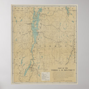 Vintage Lake Champlain Lighthouse Map (1896) Poster