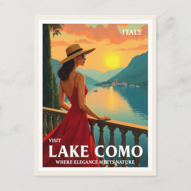 Vintage Lake Como Italy Italian Travel Postcard (Front)