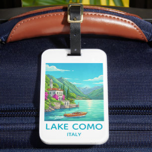 Vintage Lake Como Italy Travel Illustration Luggage Tag