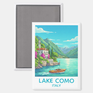Vintage Lake Como Italy Travel Illustration Magnet