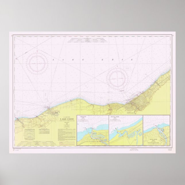 Vintage Lake Erie Coast Map (1965) Poster (Front)