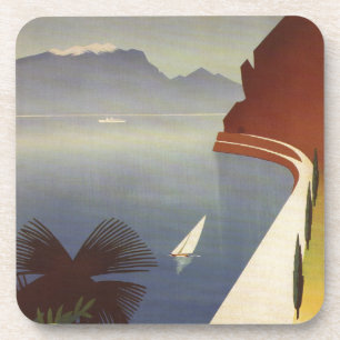Vintage Lake Garda Riva Torbole Italy Tourism Coaster
