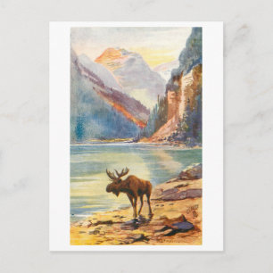 Vintage Lake Louisa and Mount LeFroy, Alberta Postcard
