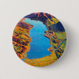 Vintage Lake of Thun Switzerland Travel 2 Inch Round Button