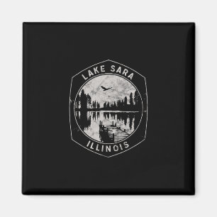 Vintage Lake Sara Illinois Outdoors Vacation Magnet