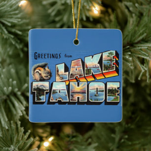 Vintage Lake Tahoe Greeting Ceramic Ornament