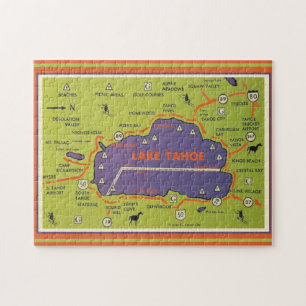 Vintage Lake Tahoe Map  Jigsaw Puzzle